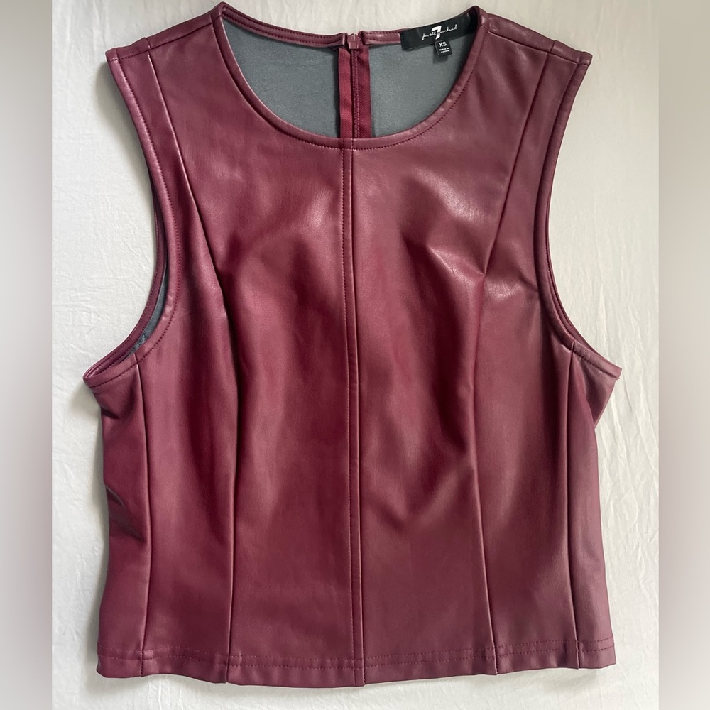 7 for all mankind maroon leather top